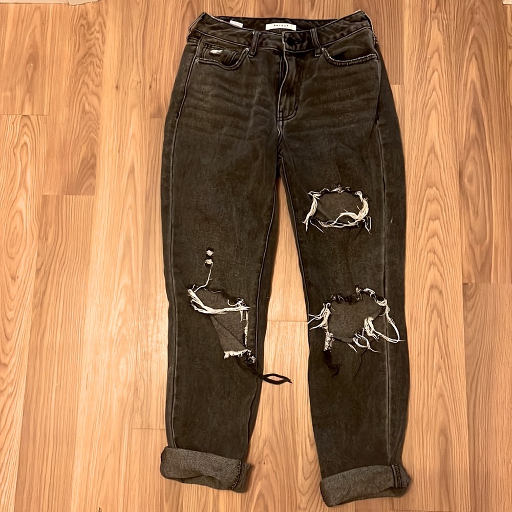 PACSUN - black/charcoal distressed straight leg jeans! Super cute, barely worn!
